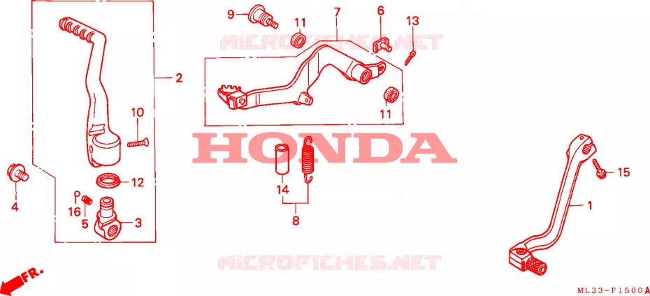 SELECTEUR - PEDALE DE FREIN - KICK Honda MOTO 500 CR 1997  CR500RV