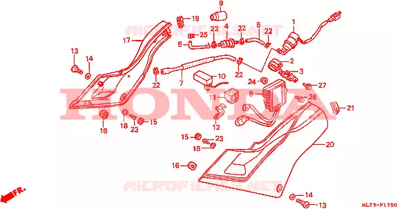 COUVERCLE LATERAL - POMPE A ESSENCE - REGULATEUR Honda MOTO 750 VFR 1986  VFR750FG