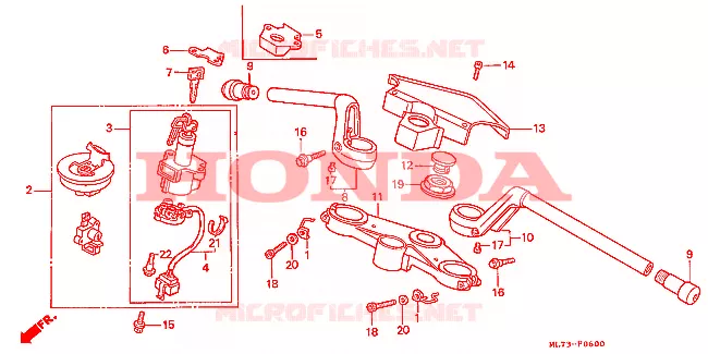 GUIDON - TE DE FOURCHE Honda MOTO 750 VFR 1987  VFR750FH
