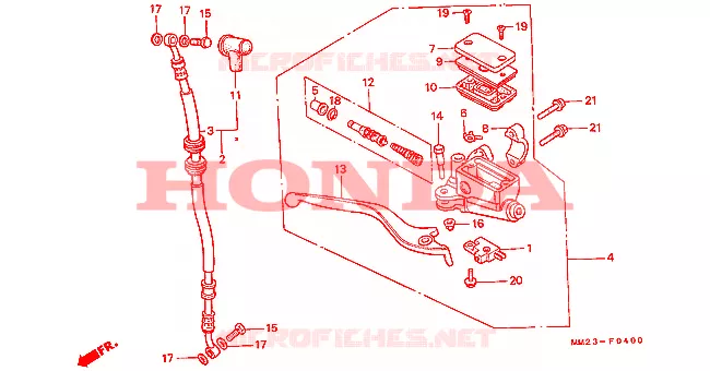 MAITRE CYLINDRE DE FREIN AVANT Honda MOTO 450 REBEL 1987  CMX450CH