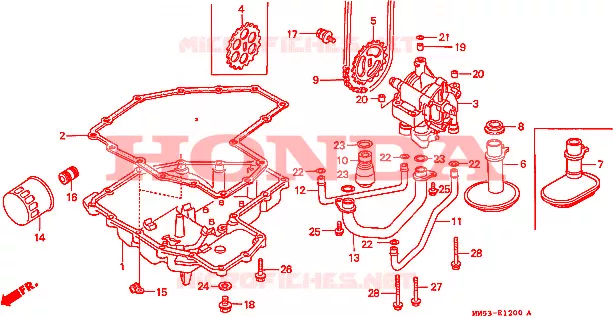 FILTRE A HUILE - CARTER D'HUILE - POMPE A HUILE Honda MOTO 1000 CBR 1987  CBR1000FH_CM