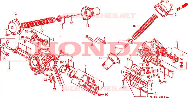 CARBURATEUR (PIECES CONSTITUTIVES) Honda MOTO 1100 SHADOW 1988  VT1100CJ
