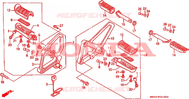 REPOSE PIED Honda MOTO 600 CBR 1988  CBR600FJ
