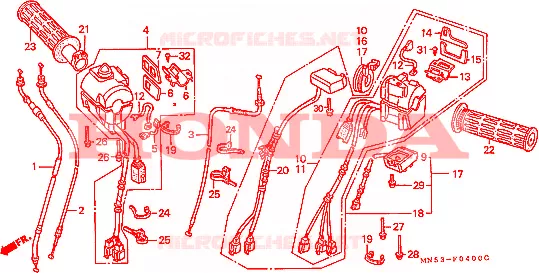 COMMODO - LEVIER - CABLE Honda MOTO 1500 GOLD-WING 1991  GL1500AM