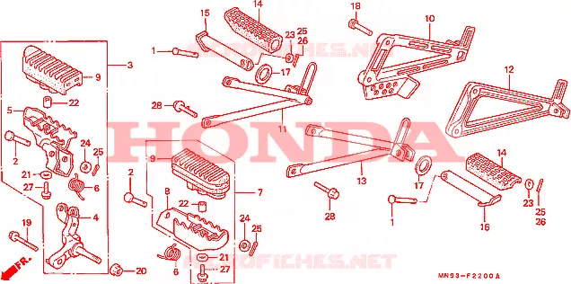 REPOSE PIED Honda MOTO 650 NX 1988  NX650J