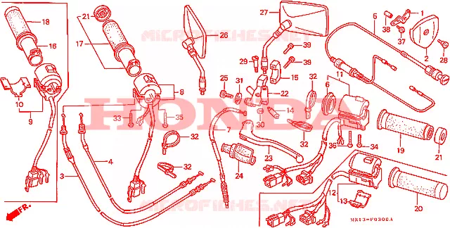 COMMODO - LEVIER - CABLE Honda MOTO 600 SHADOW 1993  VT600CDP