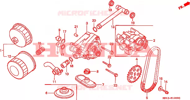 FILTRE A HUILE - POMPE A HUILE Honda MOTO 600 SHADOW 1993  VT600CDP