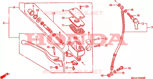 MAITRE CYLINDRE DE FREIN AVANT Honda MOTO 600 SHADOW 1993  VT600CP