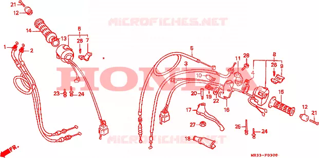 LEVIER DE GUIDON - CABLE - COMMODO Honda MOTO 500 CBR 1987  CBR500FJ