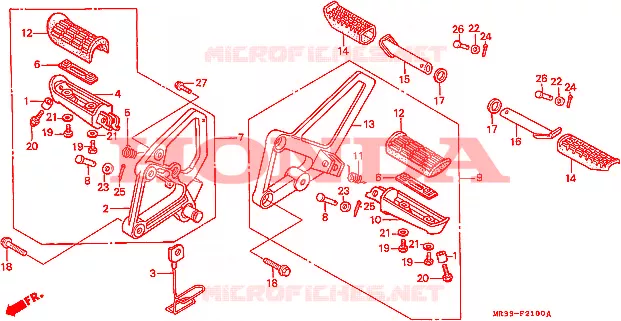 REPOSE PIED Honda MOTO 500 CBR 1989  CBR500FK