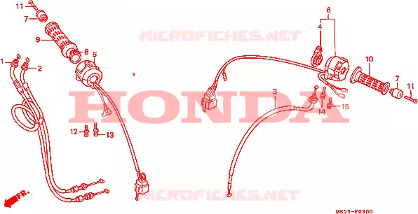 COMMODO - LEVIER - CABLE Honda MOTO 1000 CBR 1990  CBR1000FL