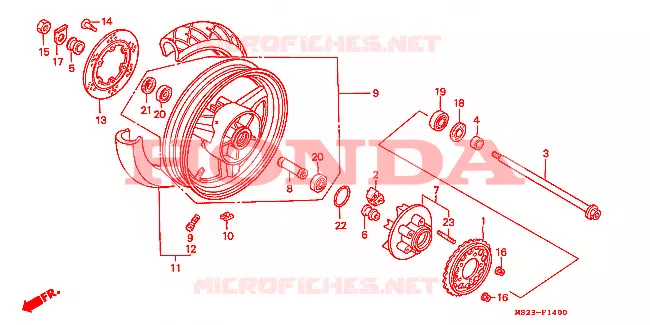 ROUE ARRIERE Honda MOTO 1000 CBR 1992  CBR1000FN