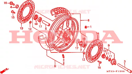 ROUE AVANT (ST1100L/M/N/P/R) Honda MOTO 1100 PAN-EUROPEAN 1990  ST1100L