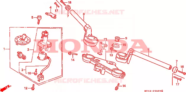 GUIDON - TE DE FOURCHE Honda MOTO 750 VFR 1995  VFR750FS