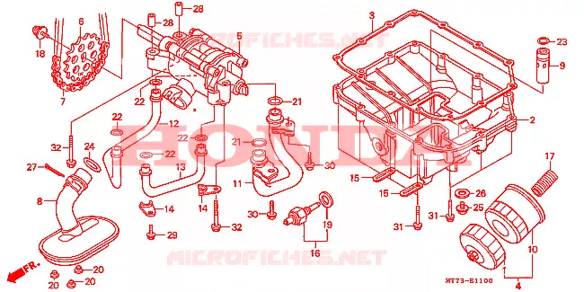 FILTRE A HUILE - CARTER D'HUILE - POMPE A HUILE Honda MOTO 750 NR 1992  NR750N