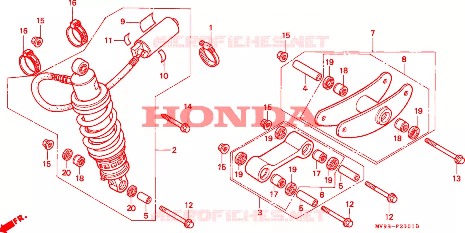AMORTISSEUR ARRIERE Honda MOTO 600 CBR 1995  CBR600FS