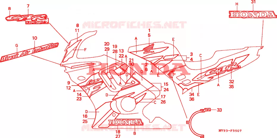 RAYURE(CBR600FS) Honda MOTO 600 CBR 1995  CBR600FS