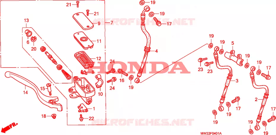 MAITRE-CYLINDRE FREIN AV.(CB750F2) Honda MOTO 750 CB 1995  CB750F2S