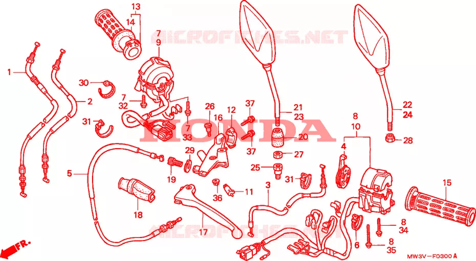 COMMODO - LEVIER - CABLE Honda MOTO 750 CB 2001  CB750F21