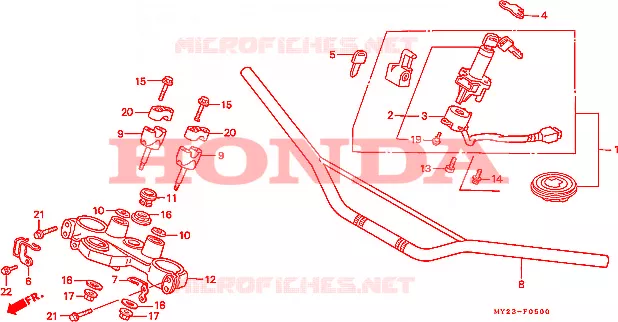 GUIDON - TE DE FOURCHE Honda MOTO 500 NX 1992  NX500N
