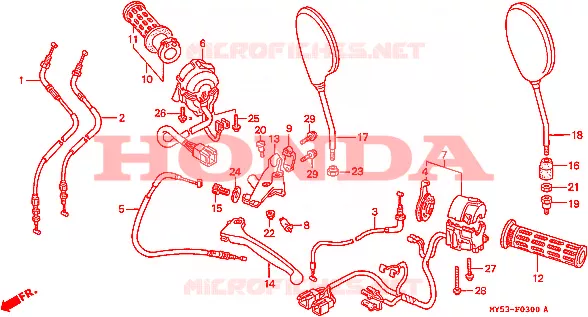 COMMODO - LEVIER - CABLE Honda MOTO 500 CB 1994  CB500R