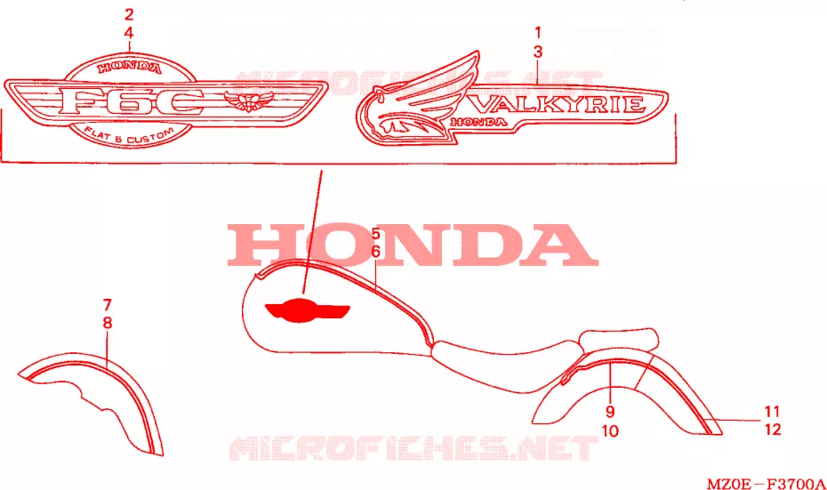 AUTOCOLLANTS Honda MOTO 1500 GOLD-WING 2001  GL1500CD1