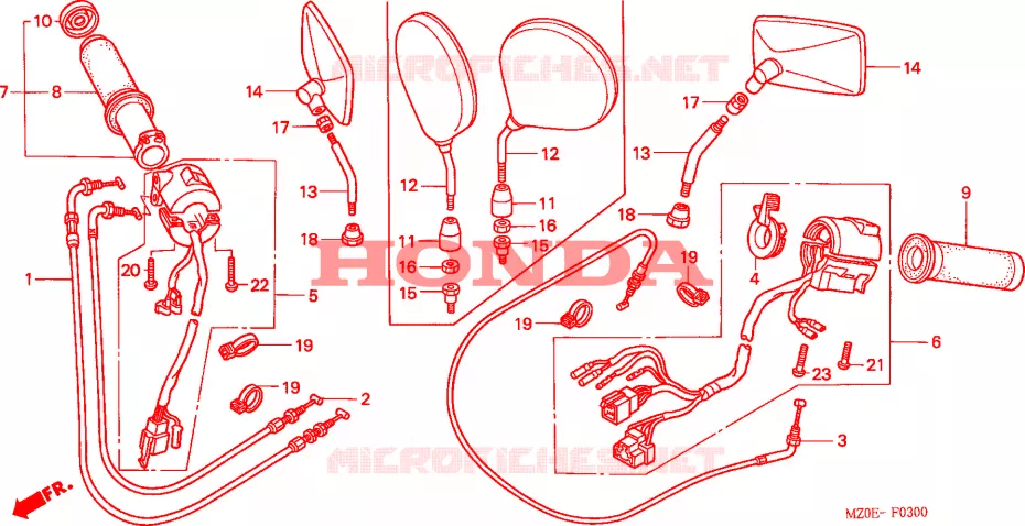 COMMODO - LEVIER - CABLE Honda MOTO 1500 GOLD-WING 2003  GL1500C3