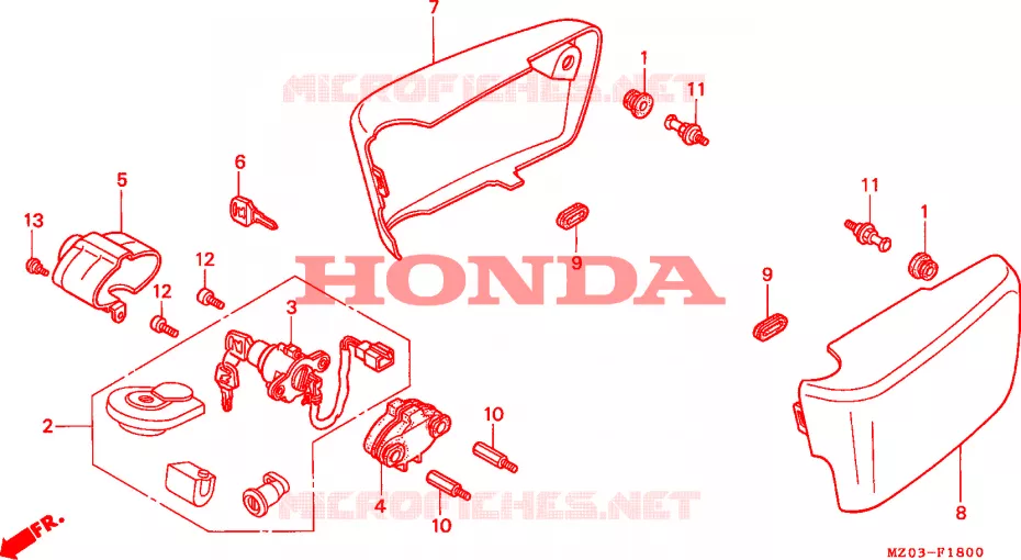 COUVERCLES LATERAUX Honda MOTO 1500 GOLD-WING 2000  GL1500CY