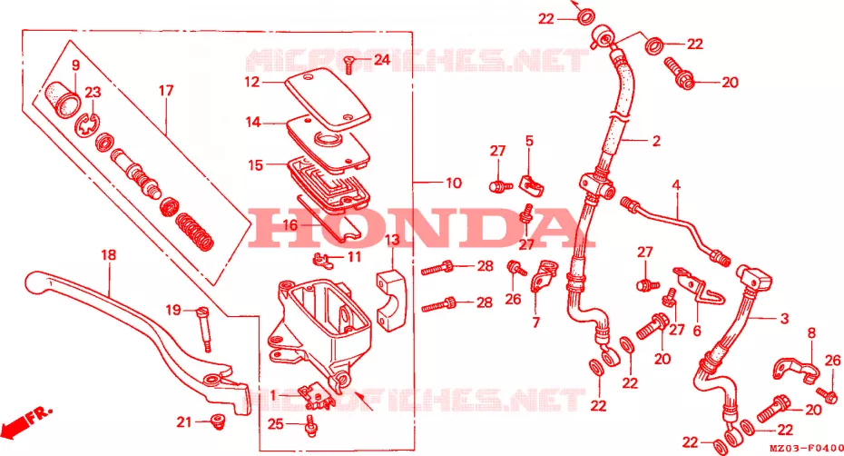 MAITRE CYLINDRE DE FREIN AVANT Honda MOTO 1500 GOLD-WING 1998  GL1500CW