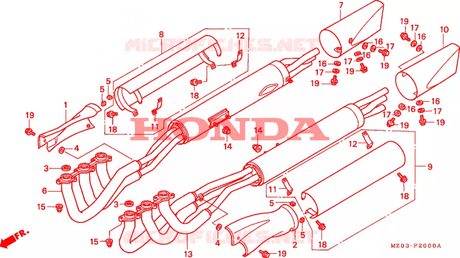 SILENCIEUX D'ECHAPPEMENT Honda MOTO 1500 GOLD-WING 1999  GL1500CX