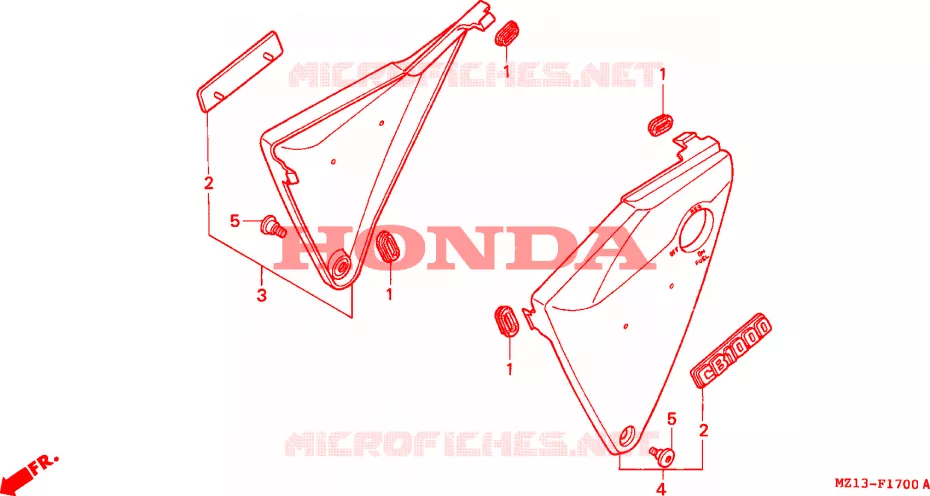 COUVERCLES LATERAUX Honda MOTO 1000 CB 1996  CB1000FT