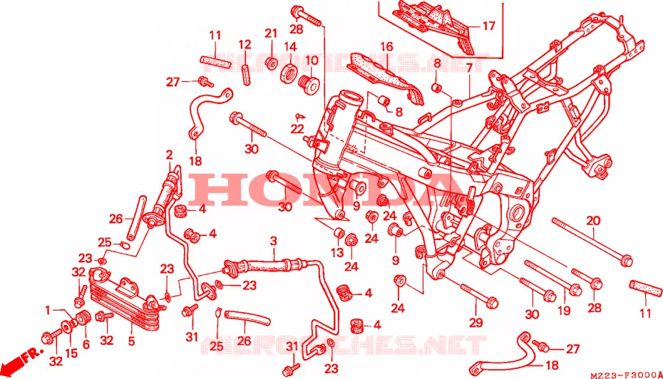 CADRE - RADIATEUR D'HUILE Honda MOTO 1000 CBR 1999  CBR1000FX