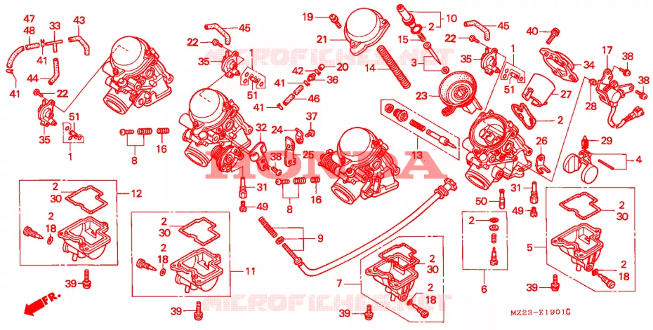 CARBURATEUR (PIECES CONSTITUTIVES) Honda MOTO 1000 CBR 1996  CBR1000FT
