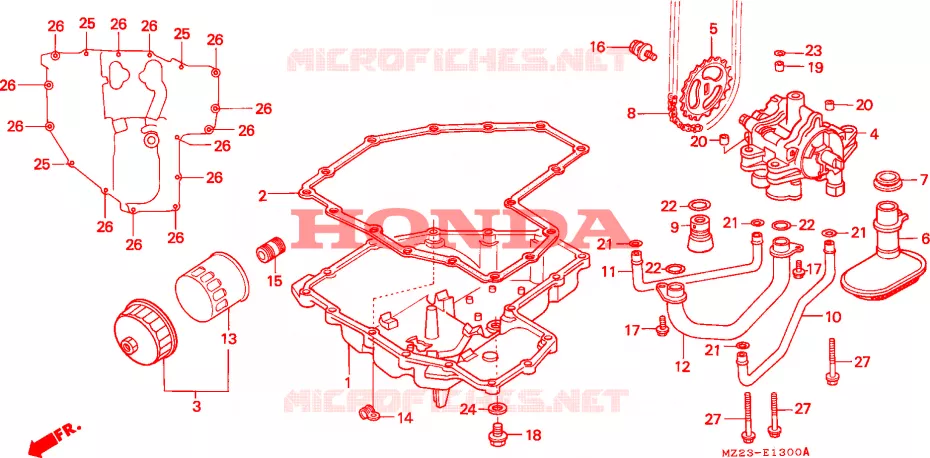 FILTRE A HUILE - CARTER INFERIEUR - POMPE A HUILE Honda MOTO 1000 CBR 1993  CBR1000FP