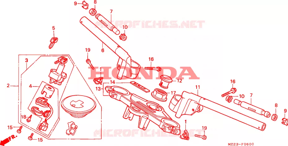 GUIDON - TE DE FOURCHE Honda MOTO 1000 CBR 1994  CBR1000FR