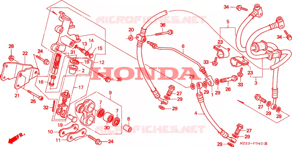 MAITRE-CYLINDRE SECONDAIRE Honda MOTO 1000 CBR 1993  CBR1000FP