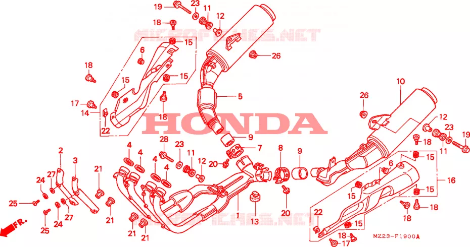 SILENCIEUX D'ECHAPPEMENT Honda MOTO 1000 CBR 2000  CBR1000FX