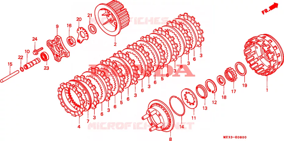 EMBRAYAGE Honda MOTO 1500 GOLD-WING 1993  GL1500AP