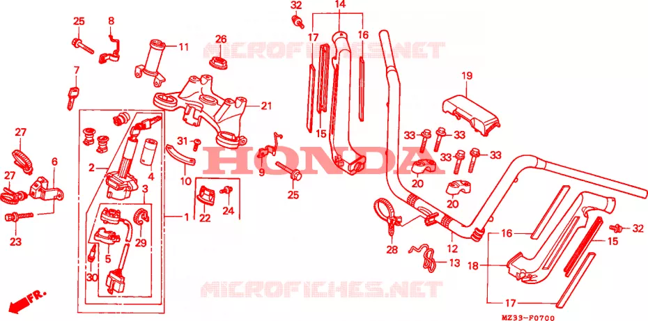 GUIDON - TE DE FOURCHE Honda MOTO 1500 GOLD-WING 1995  GL1500SES