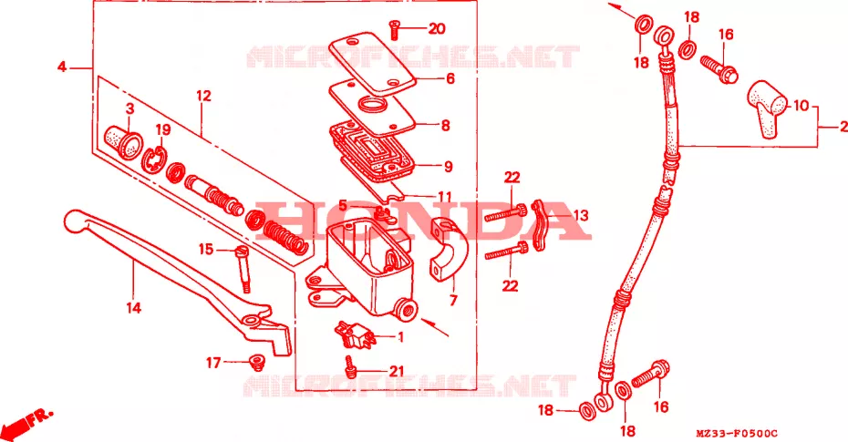 MAITRE CYLINDRE DE FREIN AVANT Honda MOTO 1500 GOLD-WING 1996  GL1500SET
