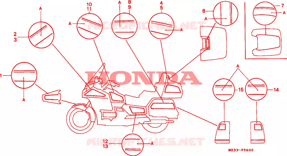 RAYURE  Honda MOTO 1500 GOLD-WING 1996  GL1500SET
