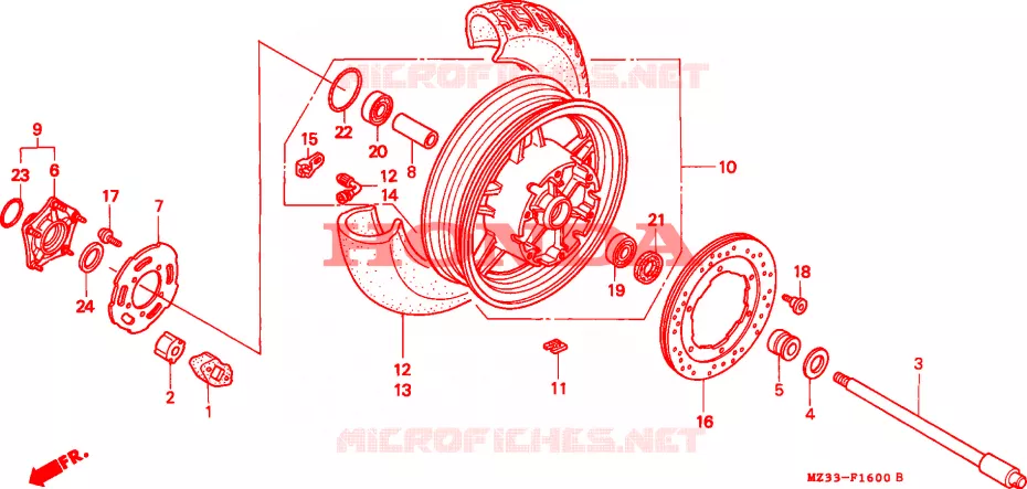 ROUE ARRIERE Honda MOTO 1500 GOLD-WING 1993  GL1500AP