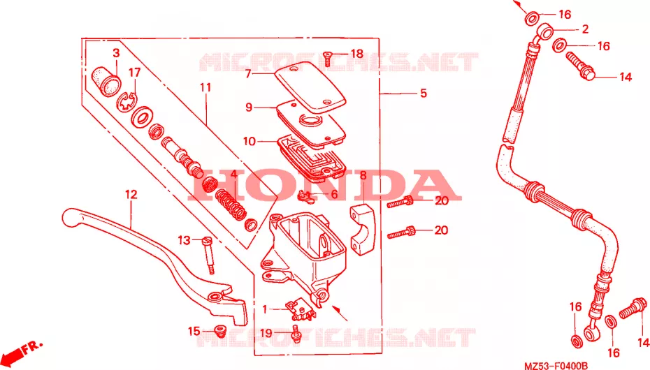 MAITRE CYLINDRE DE FREIN AVANT Honda MOTO 750 VF 1996  VF750CT