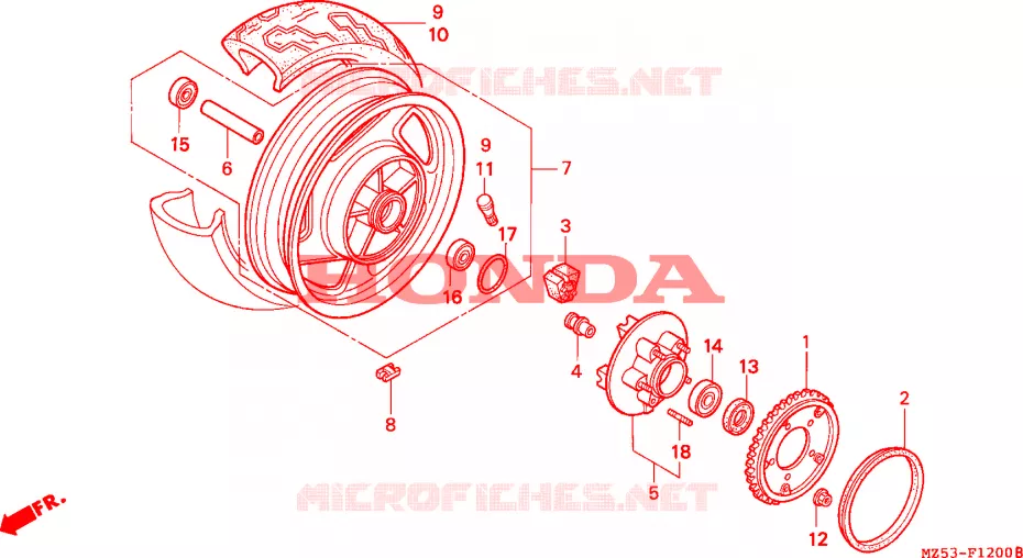 ROUE ARRIERE Honda MOTO 750 VF 1995  VF750CS