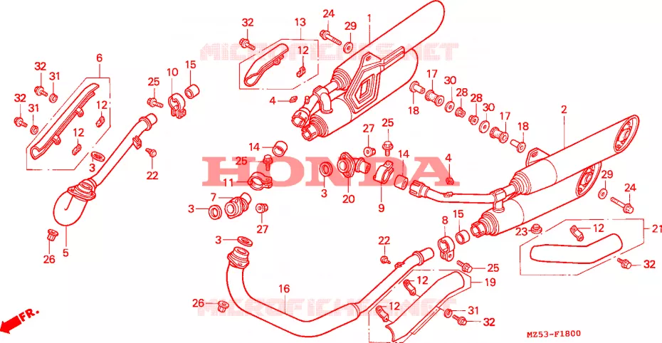 SILENCIEUX D'ECHAPPEMENT Honda MOTO 750 VF 1994  VF750CR