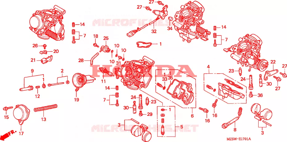 CARBURATEUR (PIECES CONSTITUTIVES) Honda MOTO 750 VF 2000  VF750CY