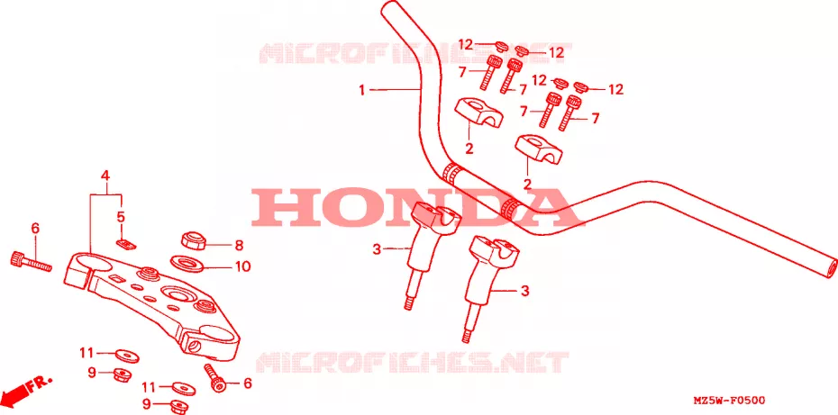 GUIDON - TE DE FOURCHE Honda MOTO 750 VF 2002  VF750C2