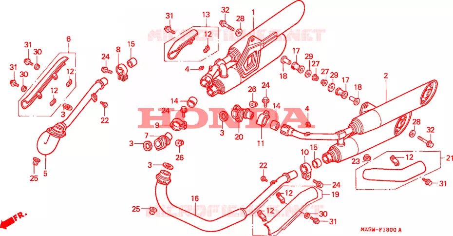 SILENCIEUX D'ECHAPPEMENT Honda MOTO 750 VF 2000  VF750C2Y