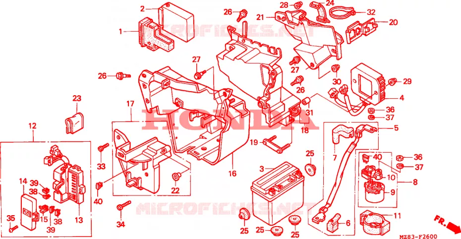 BATTERIE Honda MOTO 600 SHADOW 1994  VT600CDR