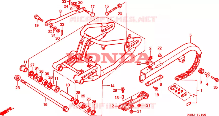 BRAS OSCILLANT Honda MOTO 600 SHADOW 1994  VT600CDR